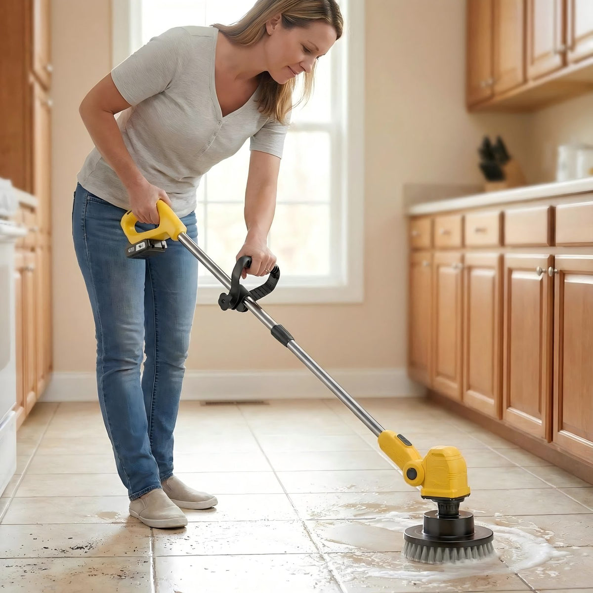 wireless rotating floor cleaner   2 brushes 4 mop pads a
