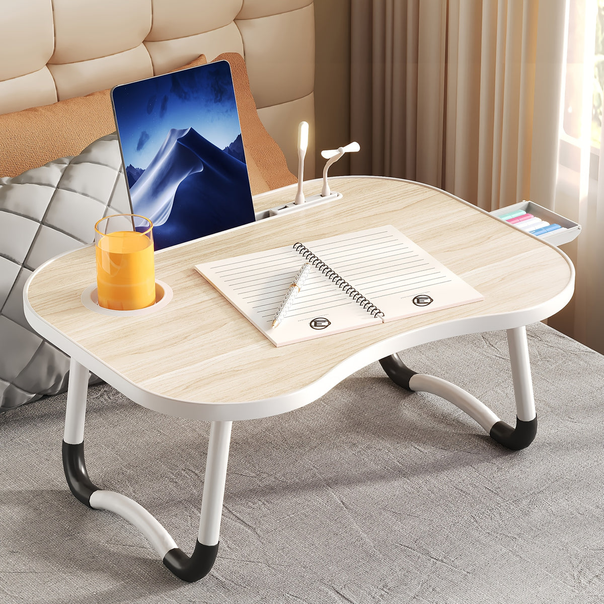 portable laptop bed table cup holder multifunctional tray