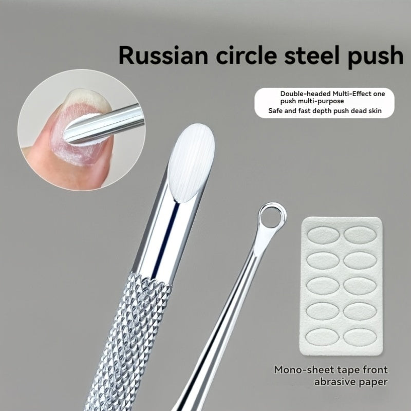 style double headed cuticle remover tool stainless