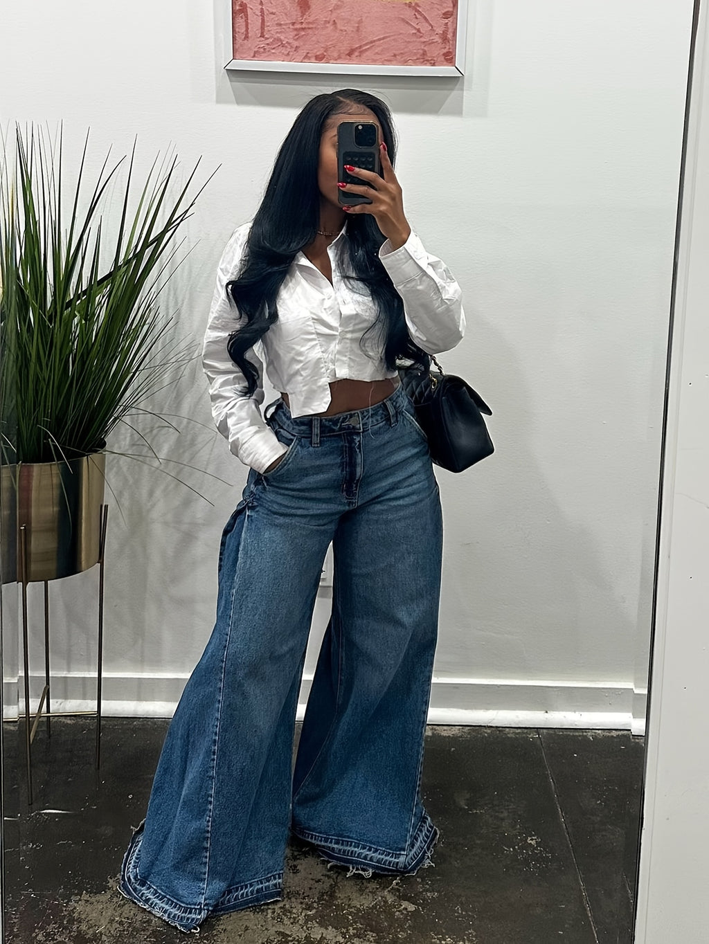 womens wide leg jeans high waisted flared denim pants baggy