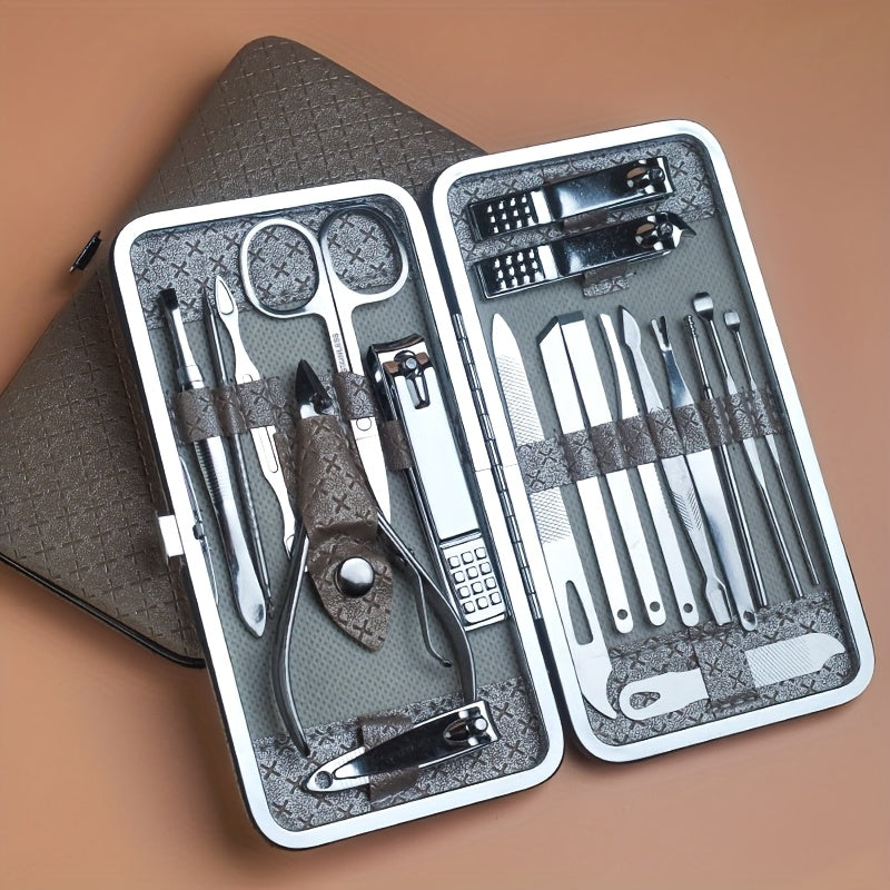golden 19pcs set classic   manicure pedicure tool set