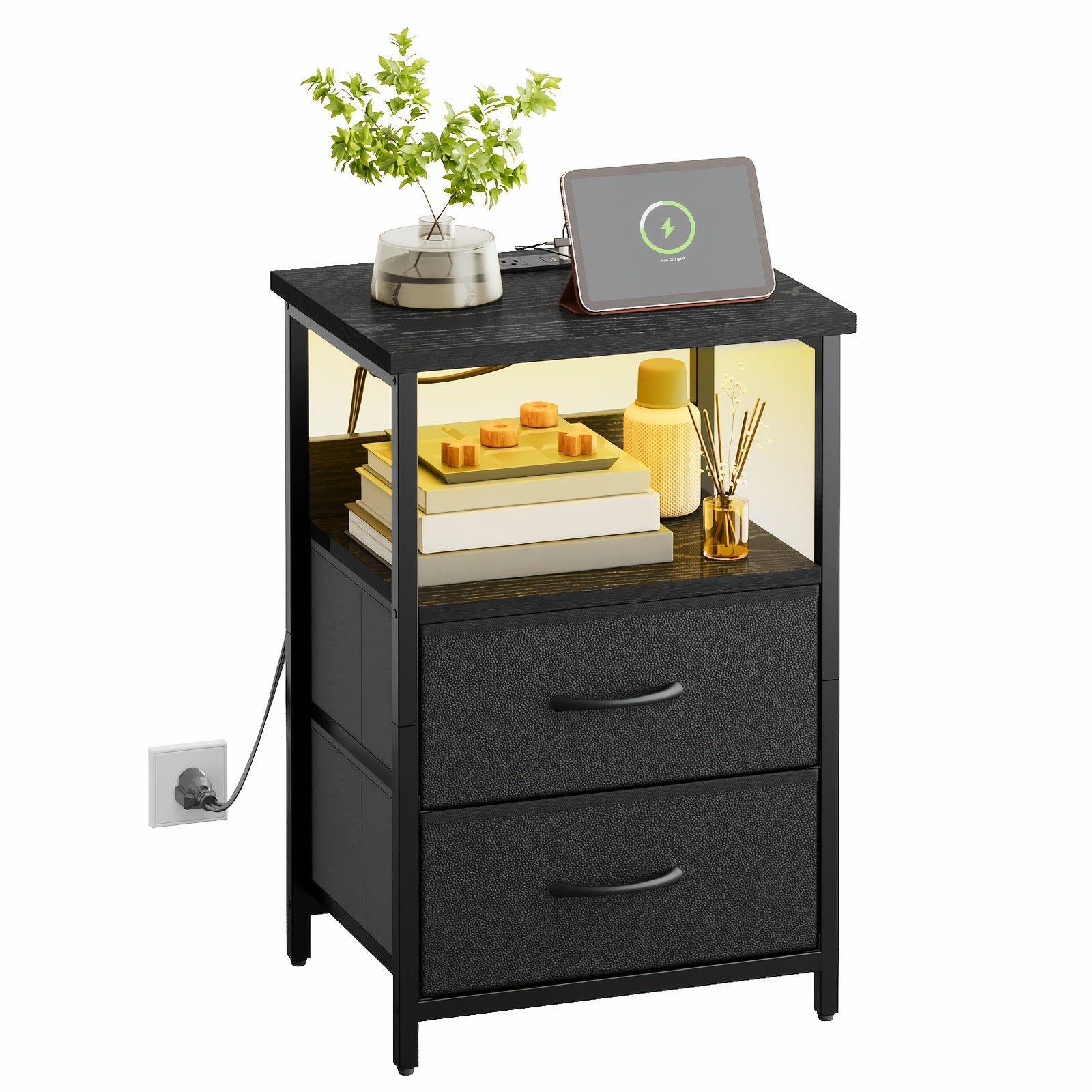 1 2pcs night stand display stand 1 2 3 4 drawers led