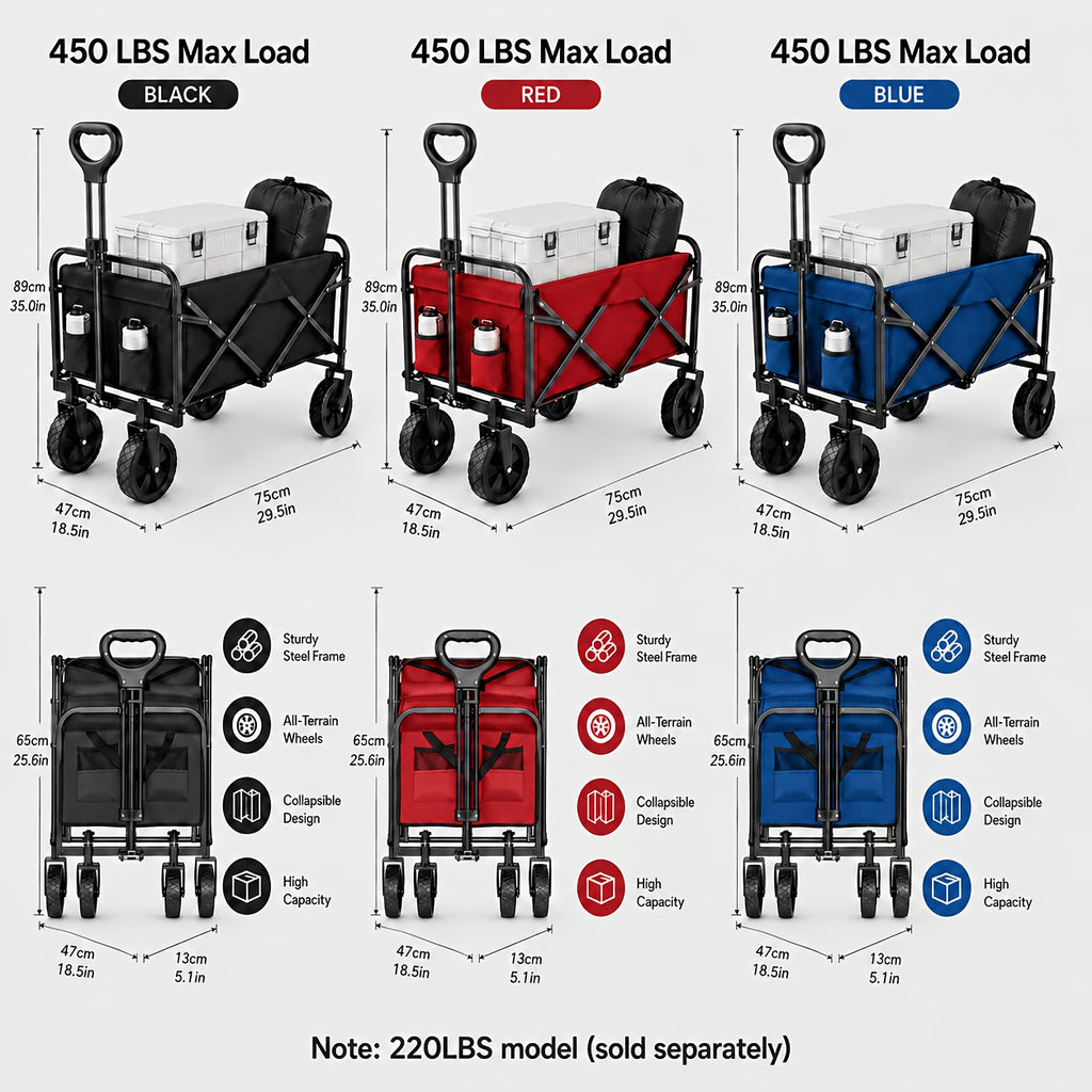 450 330 220lbs capacity heavy duty terrain folding