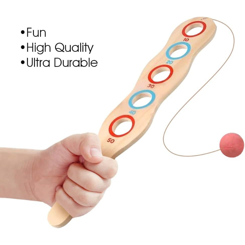 1pc wooden hand eye coordination elastic technology paddle a