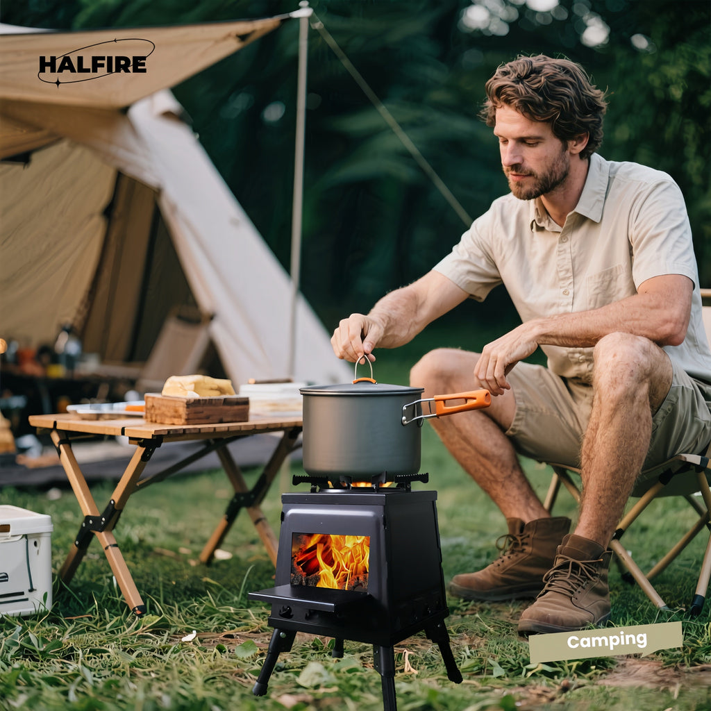 portable wood burning camp stove heavy duty outdoor campfire