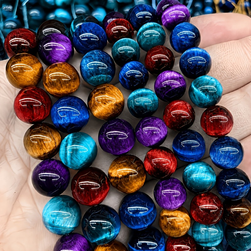 59pcs tiger eye round beads glass material beads 5 colors