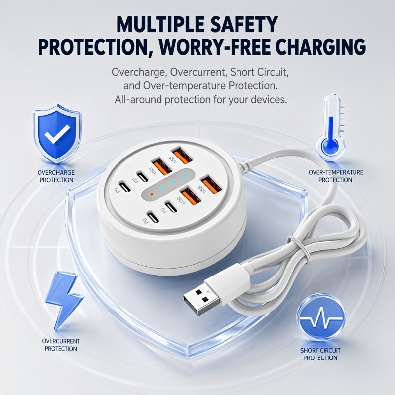 66w round usb c fast charging hub 8 in 1 model 4 type c pd 4