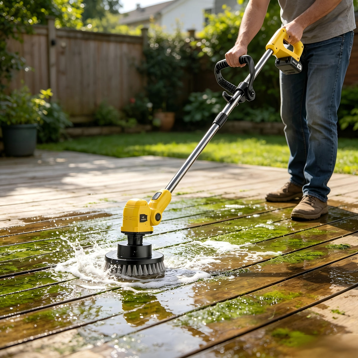 wireless rotating floor cleaner   2 brushes 4 mop pads a