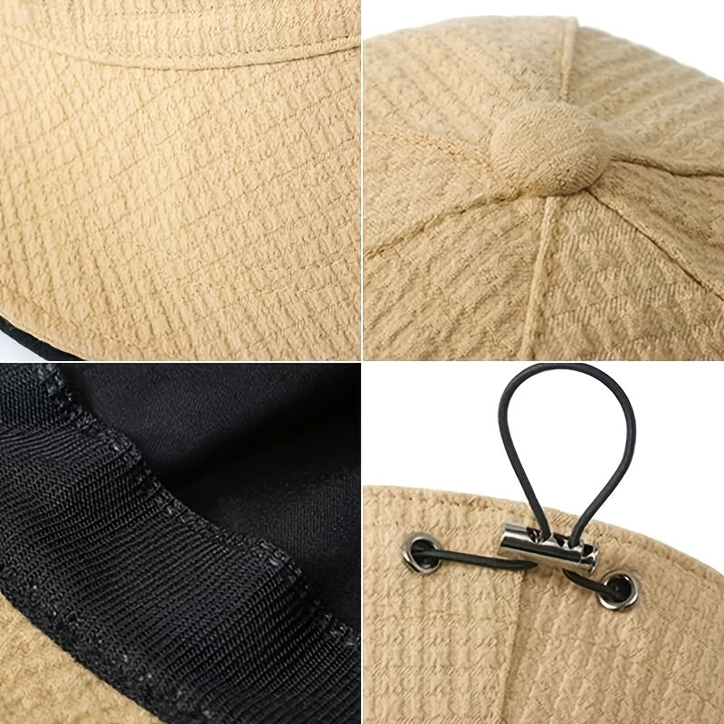 womens waffle bucket hat sun hat adjustable versatile peaked