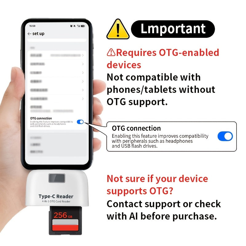 otg card reader usb c 4 in 1 sd tf reader writer portable
