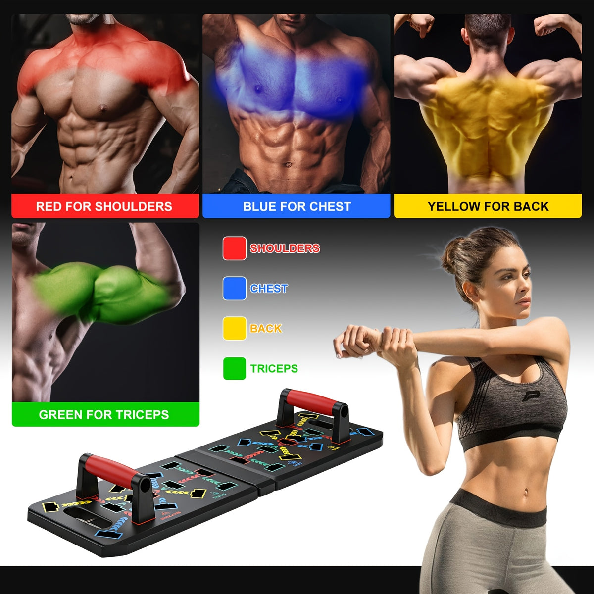push board pilates bar   band ab roller foldable