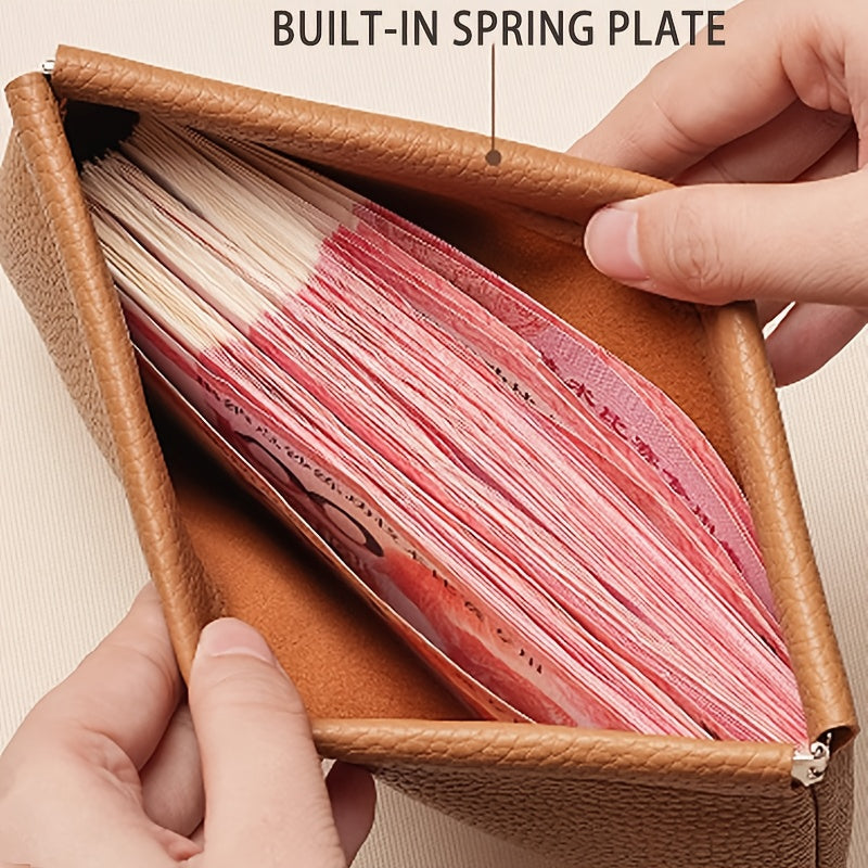 cowhide long womens wallet automatic closure