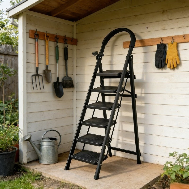 circular armrest industrial ladder black 6 story wide anti