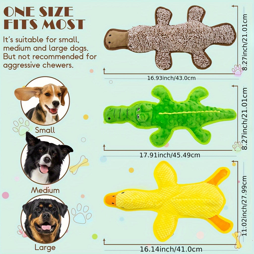 3pcs durable squeaky dog chew toys no stuffing interactive