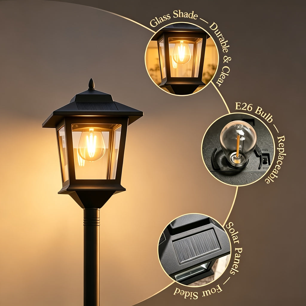 2pcs solar outdoor lamp post pole lights built in lithium