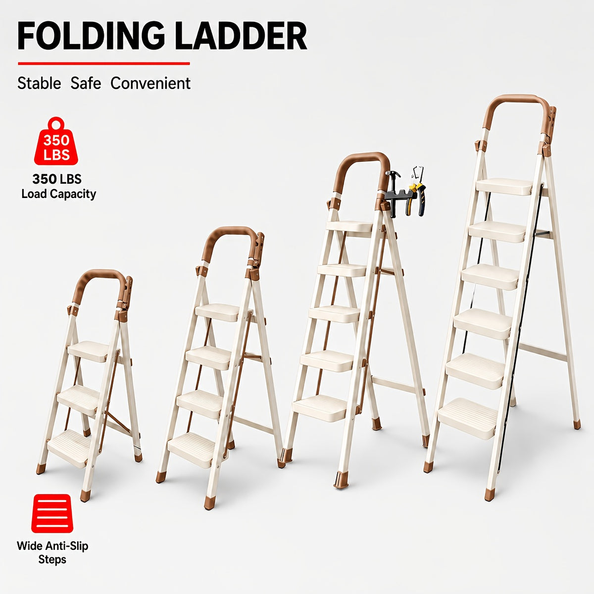 durable folding ladder 350 lbs capacity durable lightweight