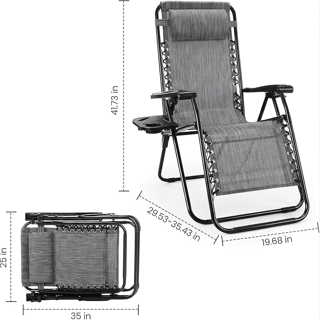 2pcs zero gravity patio recliner folding lounge adjustable