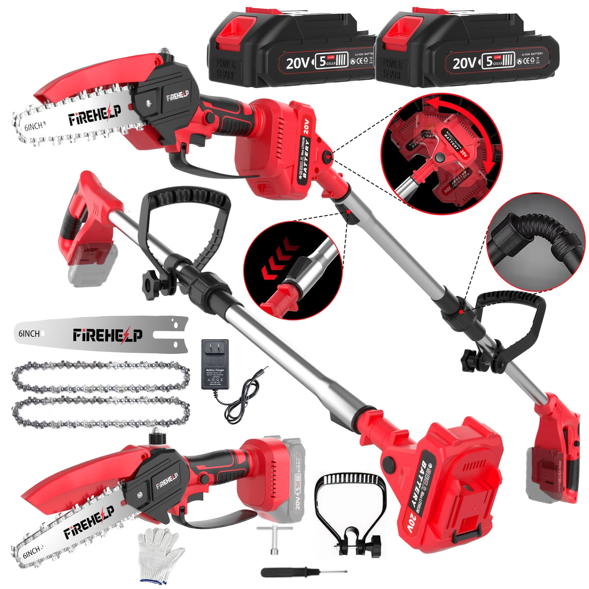 telescopic high branch saw cordless design brushless