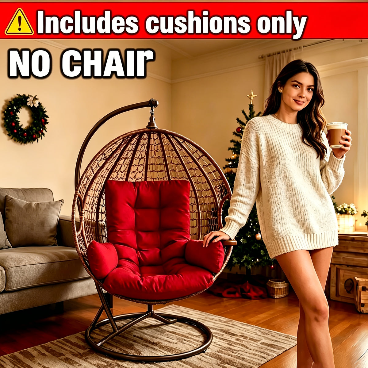 bohemian style swing chair cushion armrests heavy duty