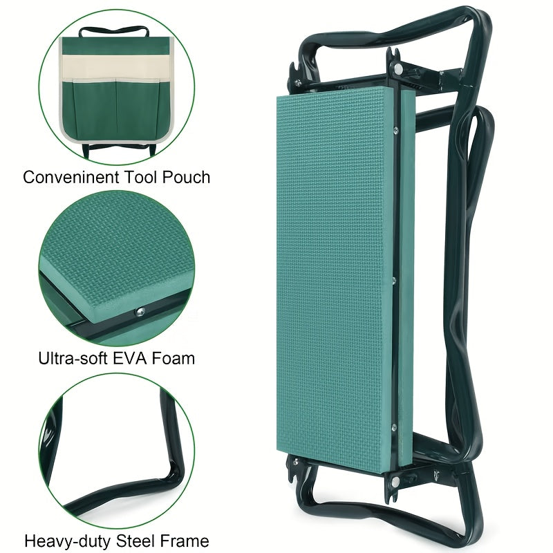 2 in 1 green metal gardening kneeling stool seat set heavy