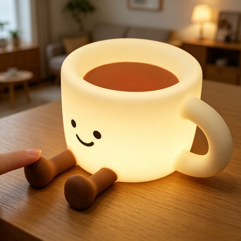 creative coffee cup tap night light multifunctional desktop
