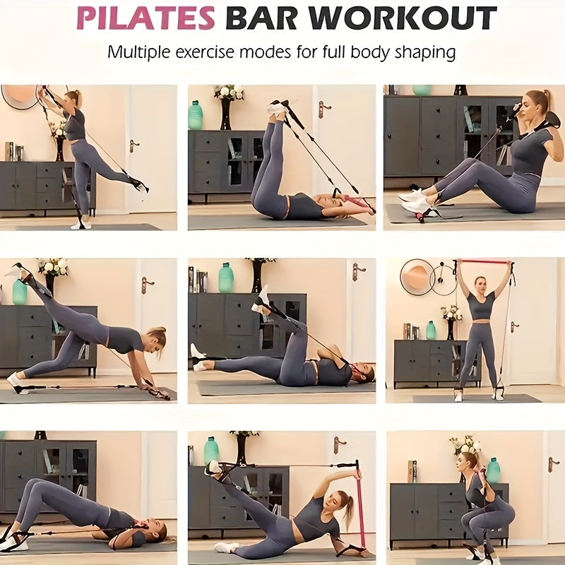8pcs pilates bar kit 4   bands 140 lbs a portable
