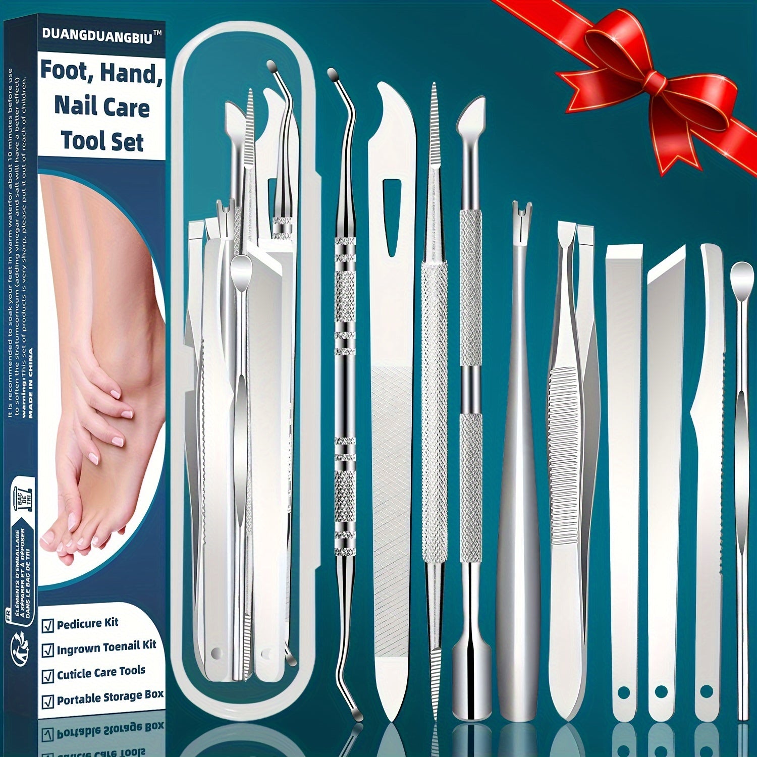 10pcs stainless steel ingrown toenail cuticle removal kit