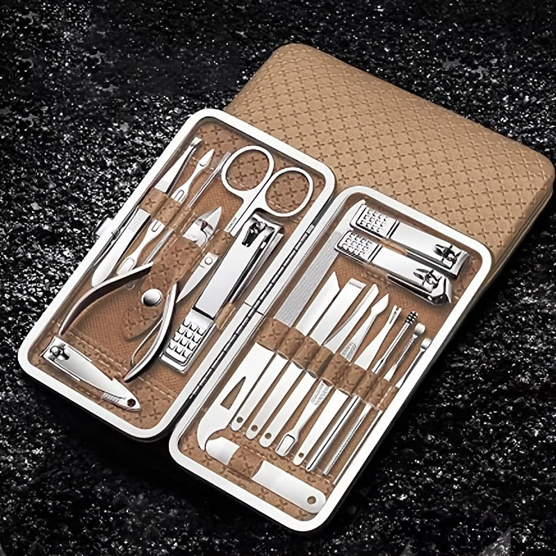 golden 19pcs set classic   manicure pedicure tool set