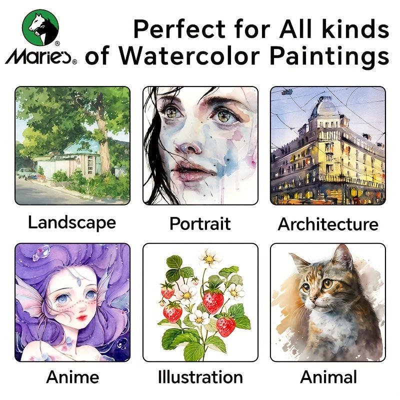 a set watercolor paints featuring 24 colors in 5ml tubes