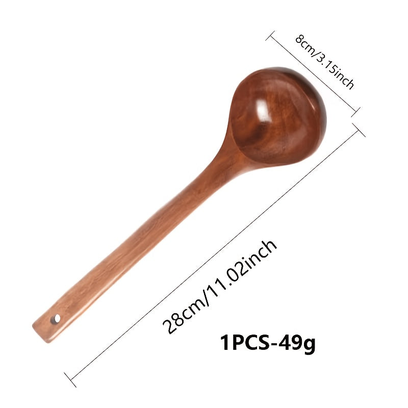 1pc wooden soup spoon long handle stirring spoon large