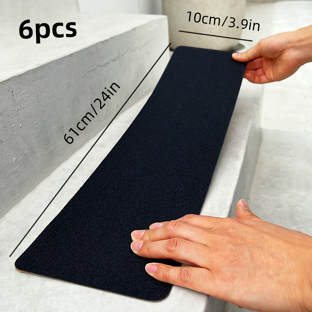 set 6 pre cut rubber anti slip stair tread tape