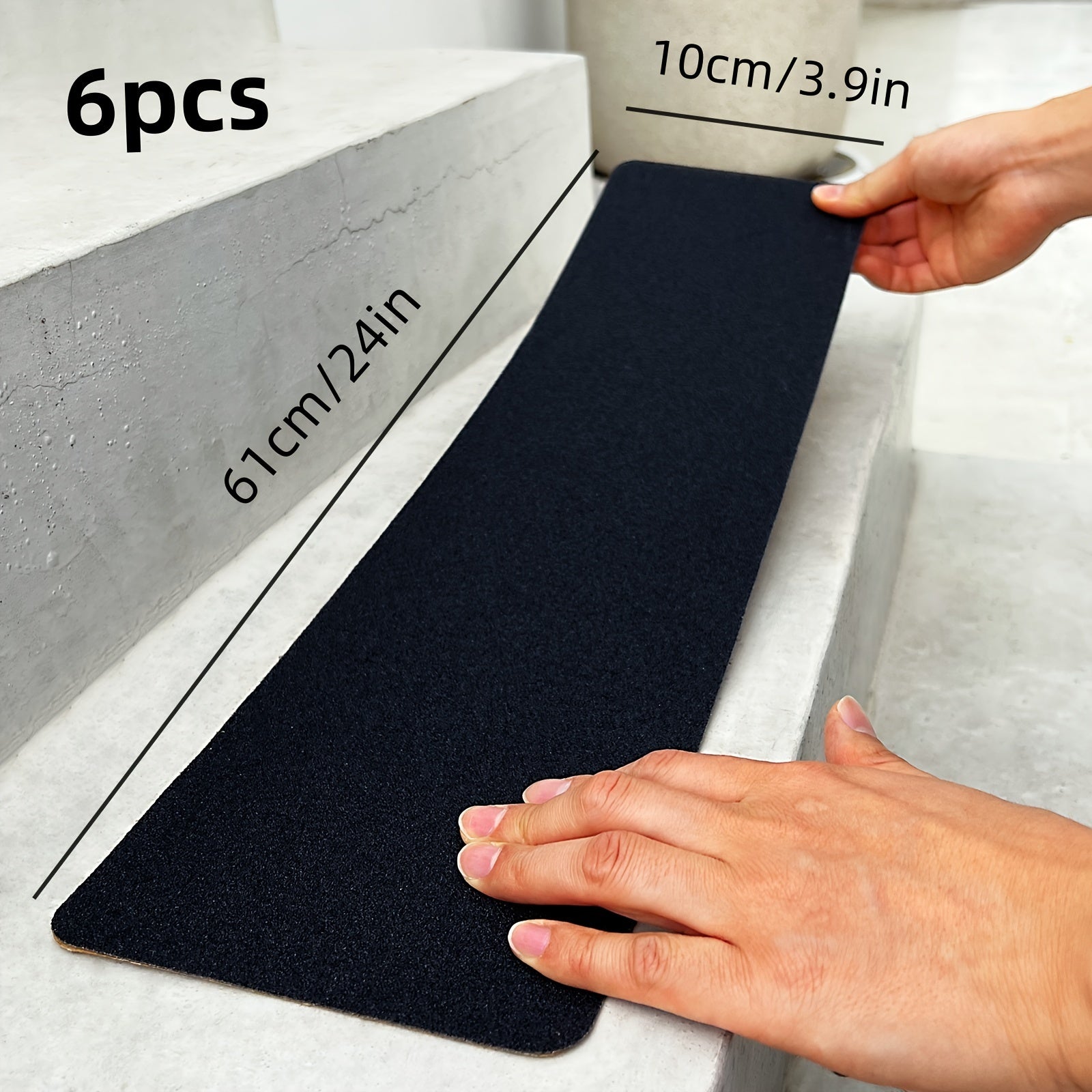 set 6 pre cut rubber anti slip stair tread tape