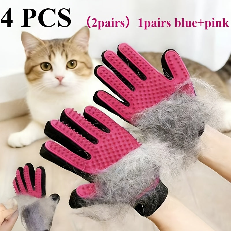 4pcs 2pairs gloves removing floating hair dogs cats pet