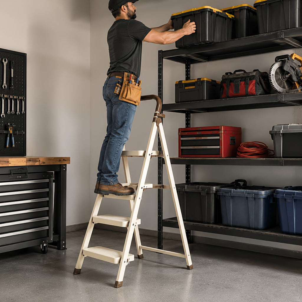 durable folding ladder 350 lbs capacity durable lightweight
