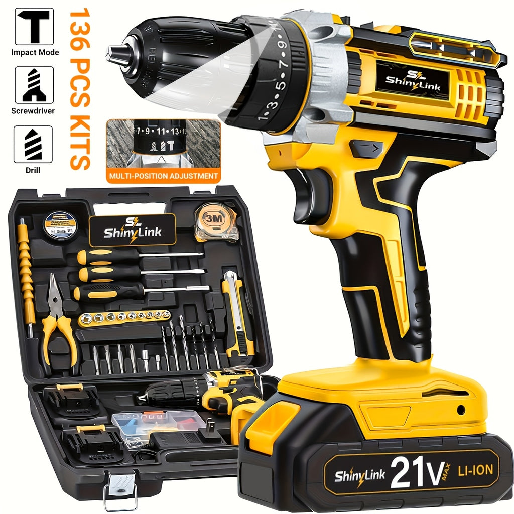 21v cordless drill set 1 18 30 32 35 136 148pcs electric