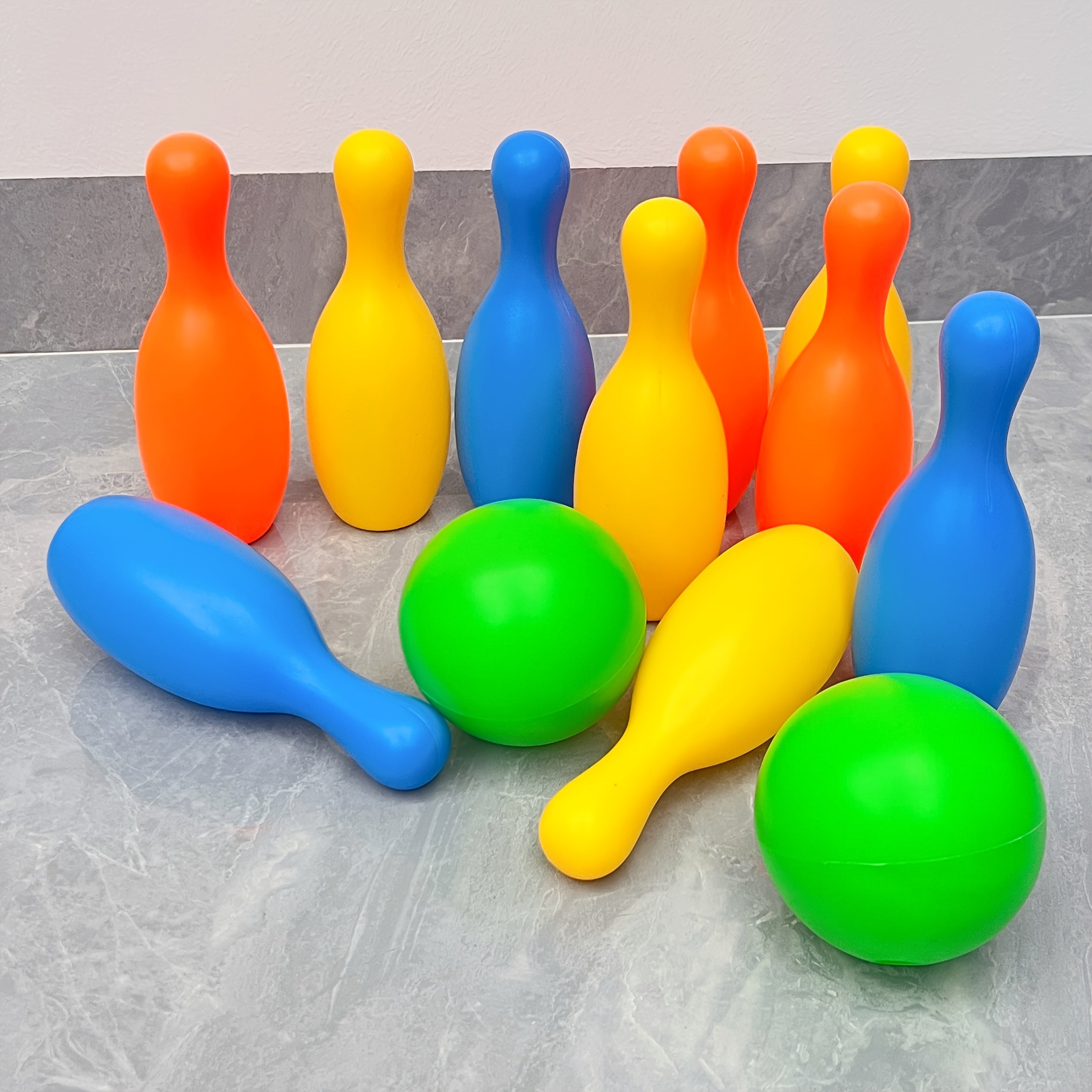 large bowling toy set 10 bottles 2 balls sports toy set