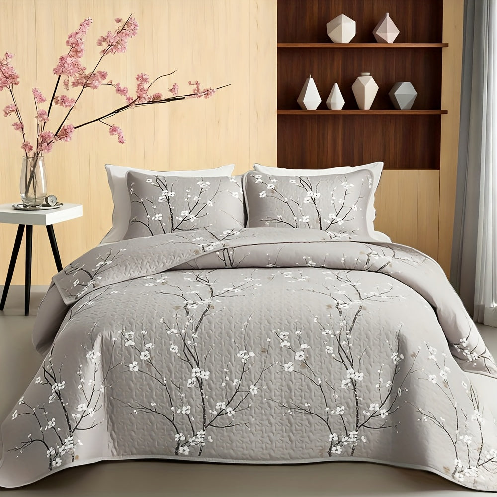 2 3pcs multicolour tree branch plum   quilted quilt