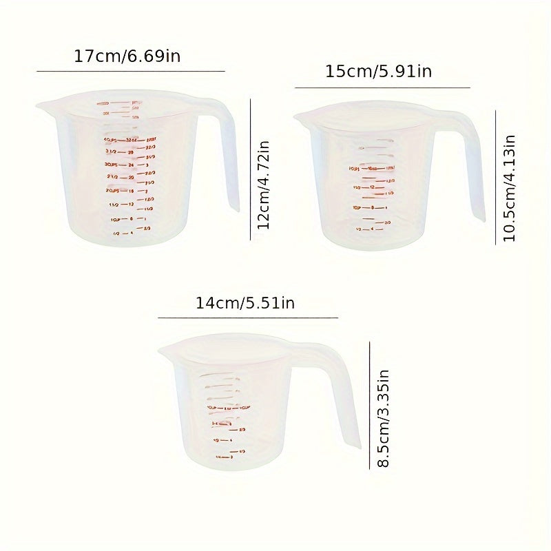 3pcs nesting measuring cups set 1 cup 250ml 2 cups 500ml 4