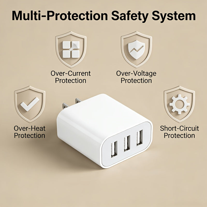 smart charging 3 usb wall adapter 3 in 1 us plug