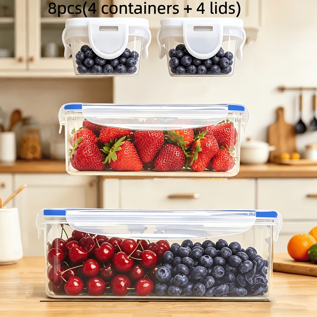 8pcs 4 lids 4 containers transparent stackable food storage