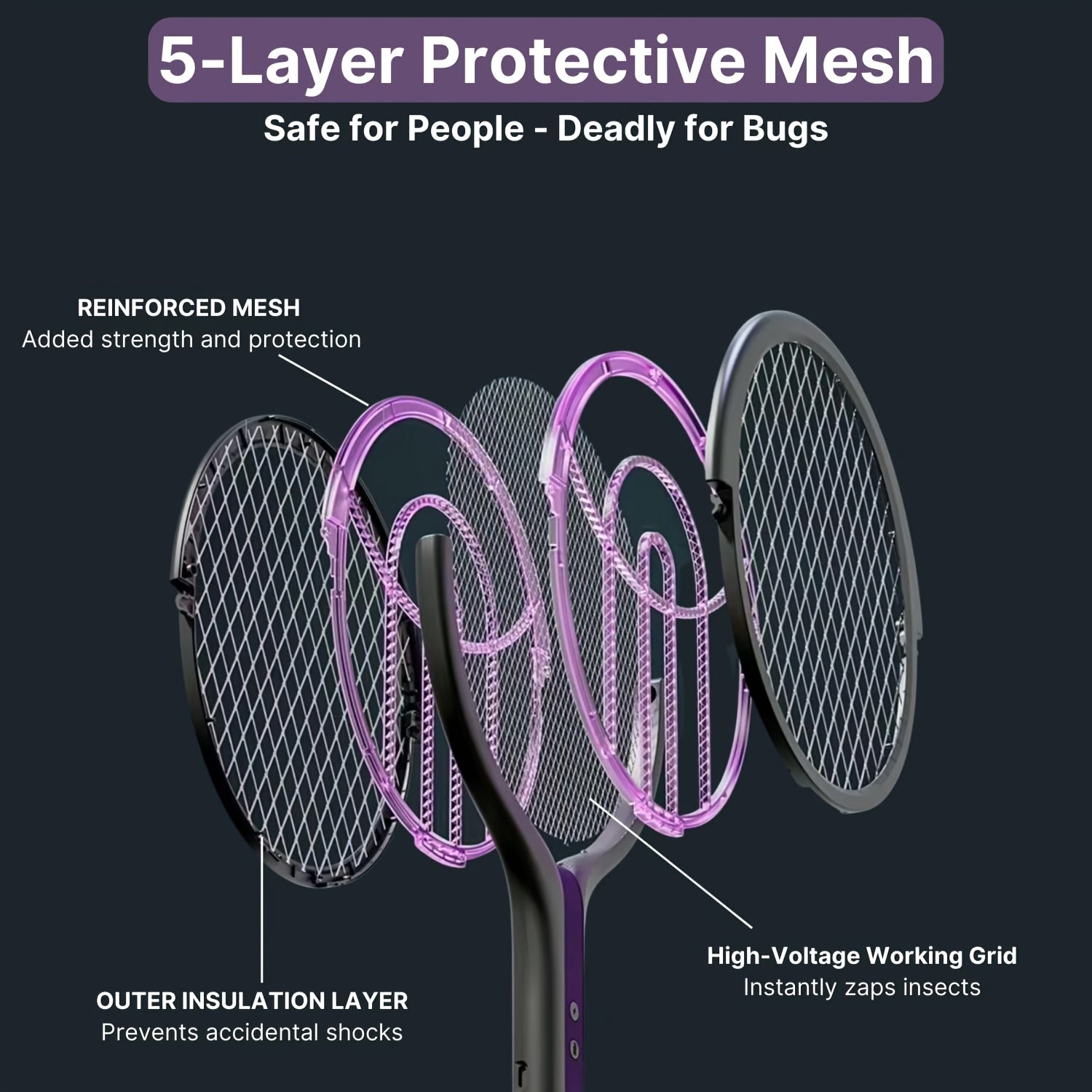 new arrival retractable extended electric fly swatter racket