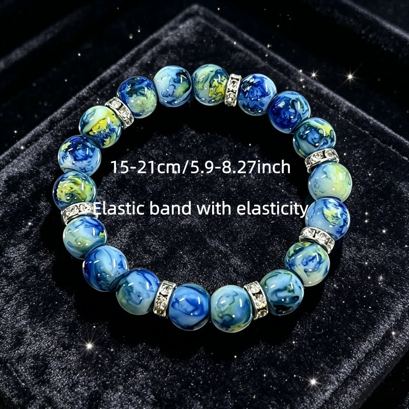 1pc vintage oil painting series beaded bracelet featuring