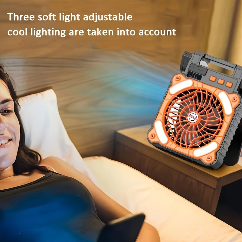 outdoor camping fan portable solar powered dual use fan led