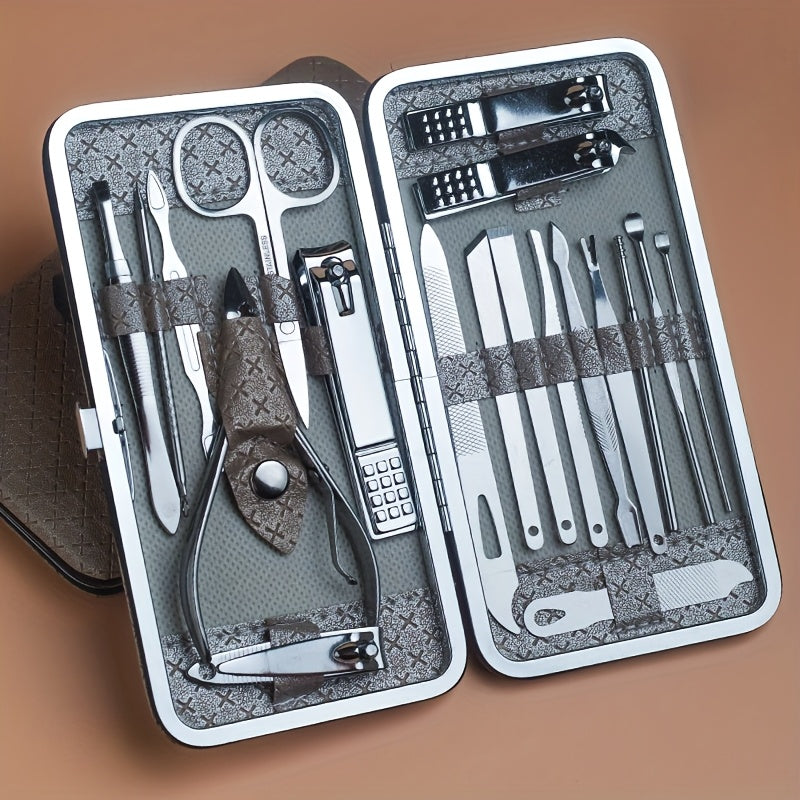 golden 19pcs set classic   manicure pedicure tool set
