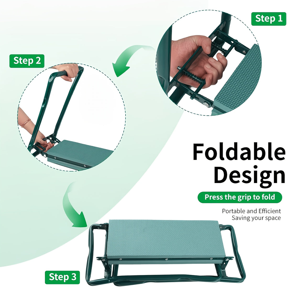 2 in 1 green metal gardening kneeling stool seat set heavy