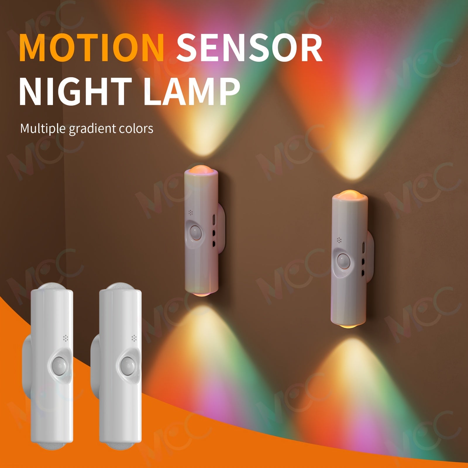 led magnetic night light dual voice motion sensor 9 colors