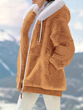 womens fall winter fleece lined hooded jacket zipper elegant
