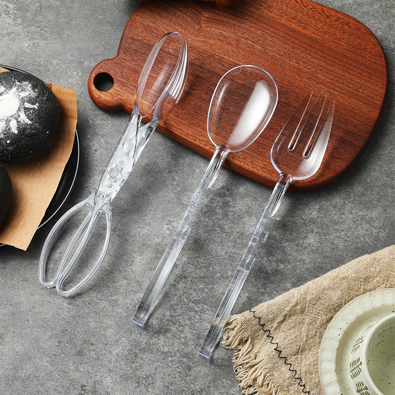 1 pair transparent plastic salad scissors reusable