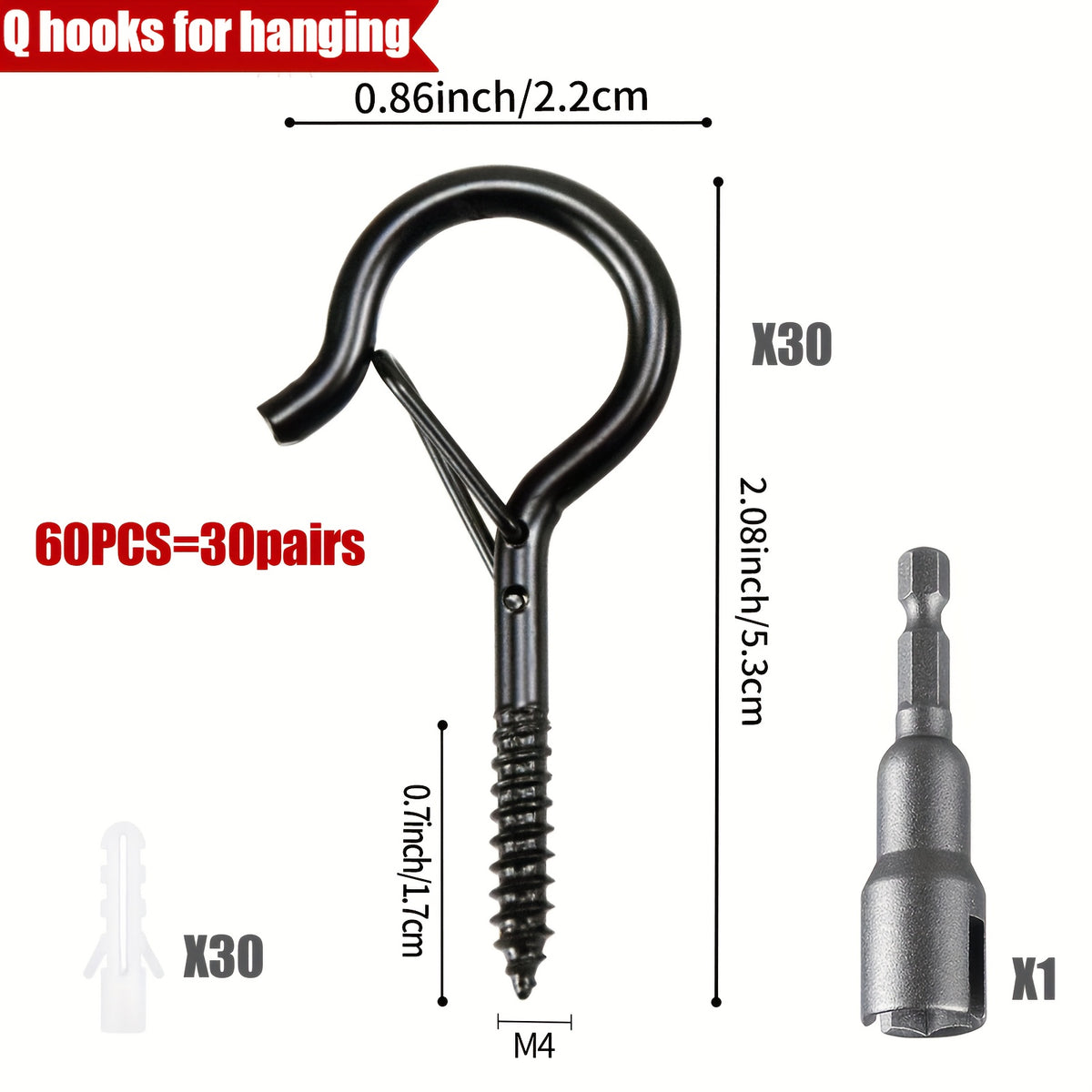 q shaped heavy duty iron ceiling hook safety   rustic