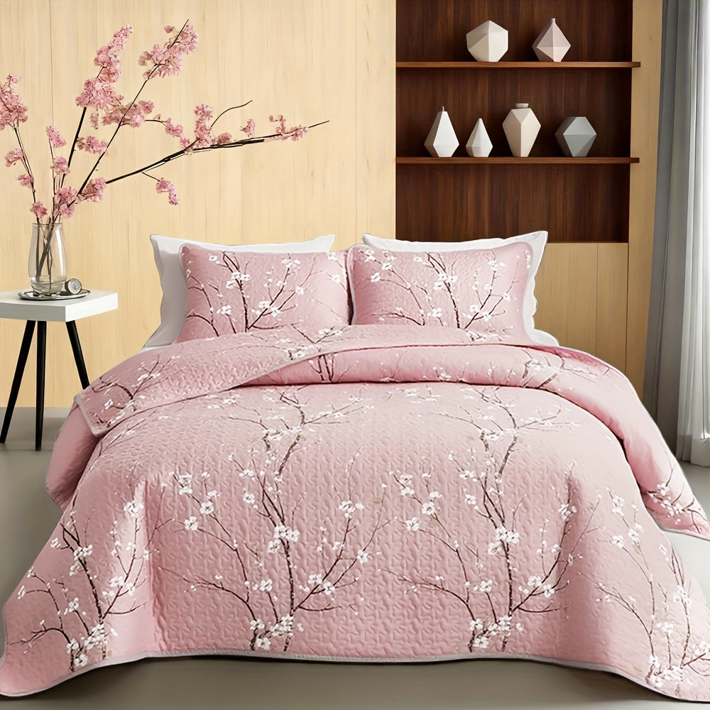 2 3pcs multicolour tree branch plum   quilted quilt